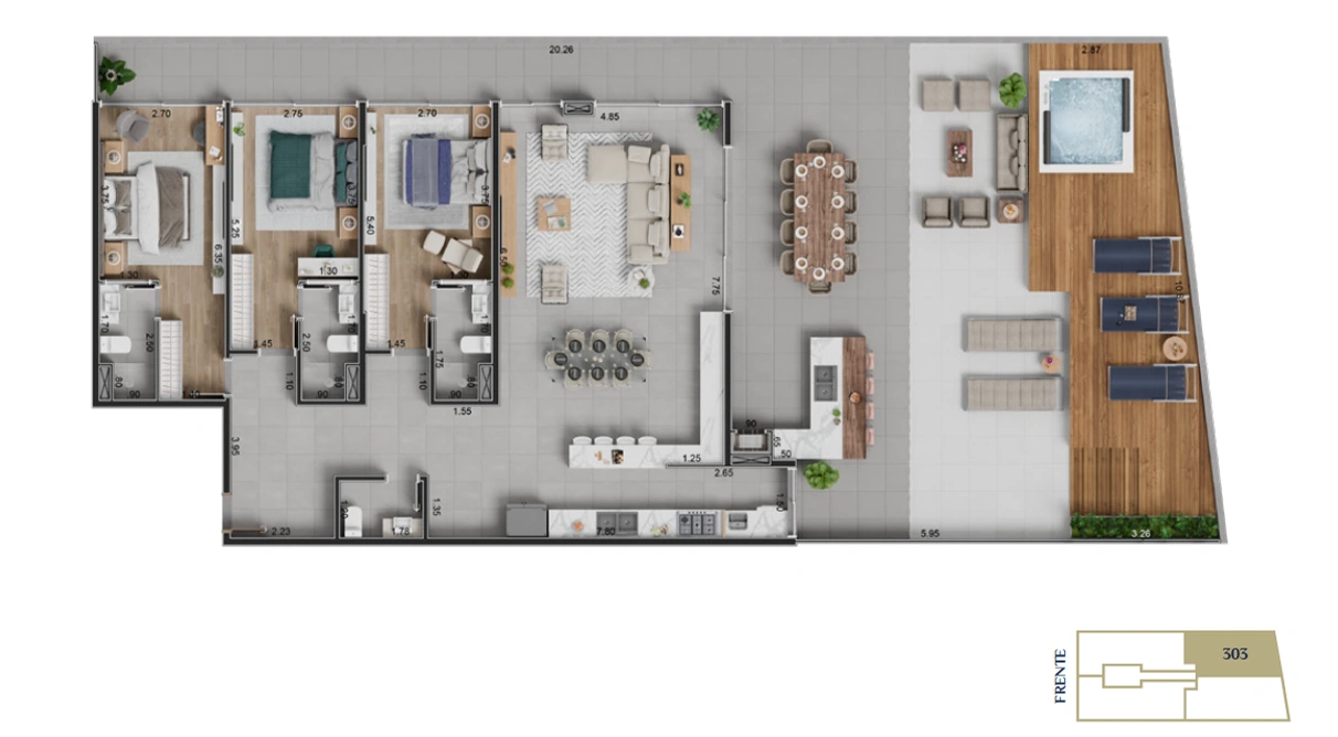 Planta humanizada da Cobertura 303